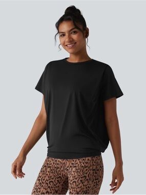 HALARA Round Neck Short Sleeve Ruched Cool Touch Yoga Sports Top-UPF50+